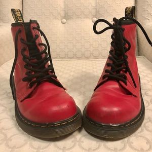 Dr. Martens Youth 1460 Softy T Leather Lace Up Boots - Red